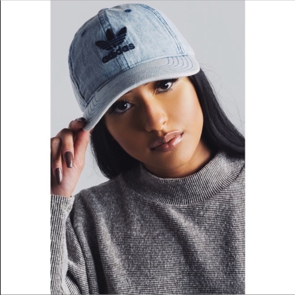 Adidas Denim Acid Washed Baseball Hat Black & Blue